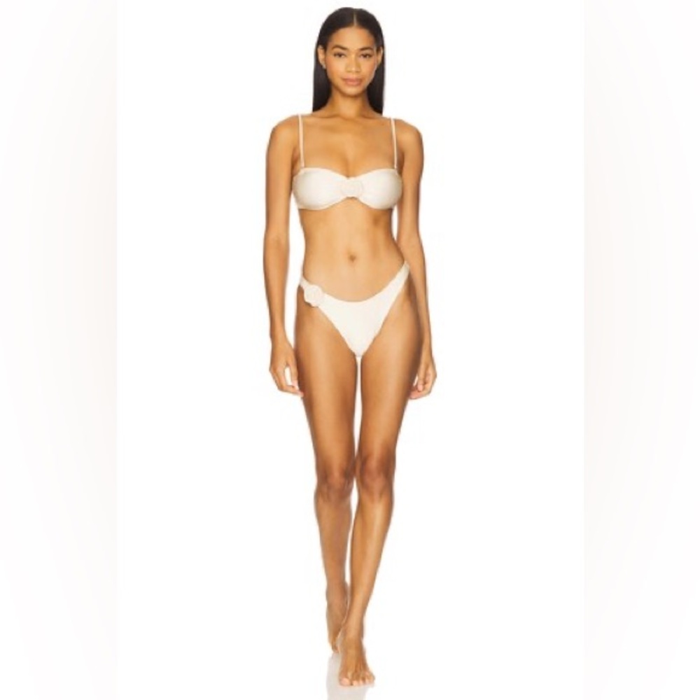 Bananhot Lula Bikini Set Macadamia NWT Top S Bottom L Neutral Minimalist Swim